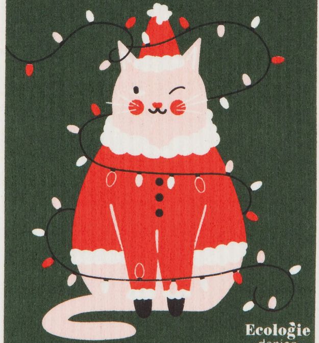 Festive Feline Swedish Dishcloth 