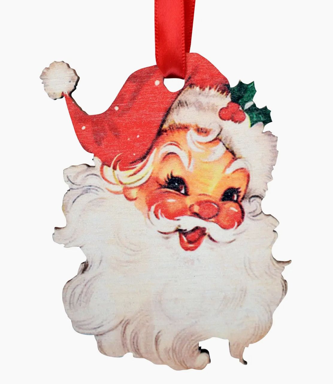 Vintage Santa Wooden Ornament