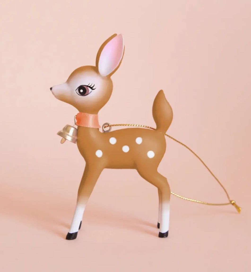 Holiday Retro Deer Ornament, Brown