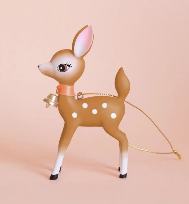 Holiday Retro Deer Ornament, Brown