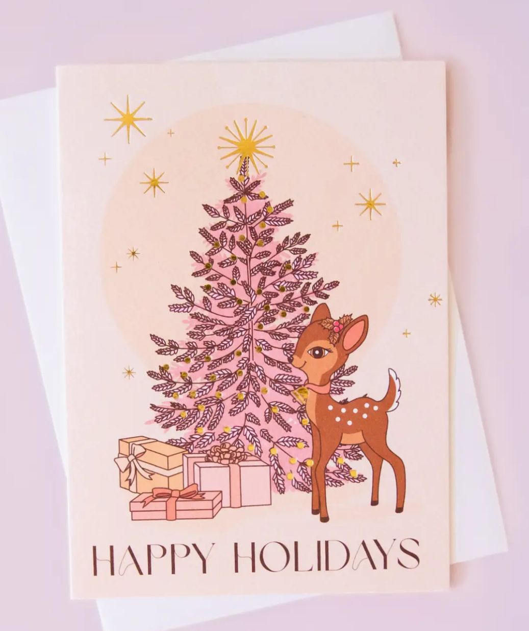 Happy Holidays Tree with Retro Deer