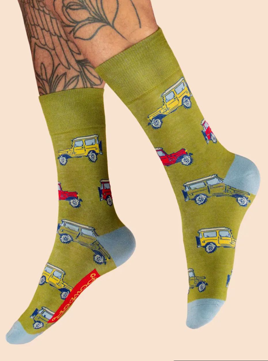 Men's Bamboo Socks, Green Land Rover
