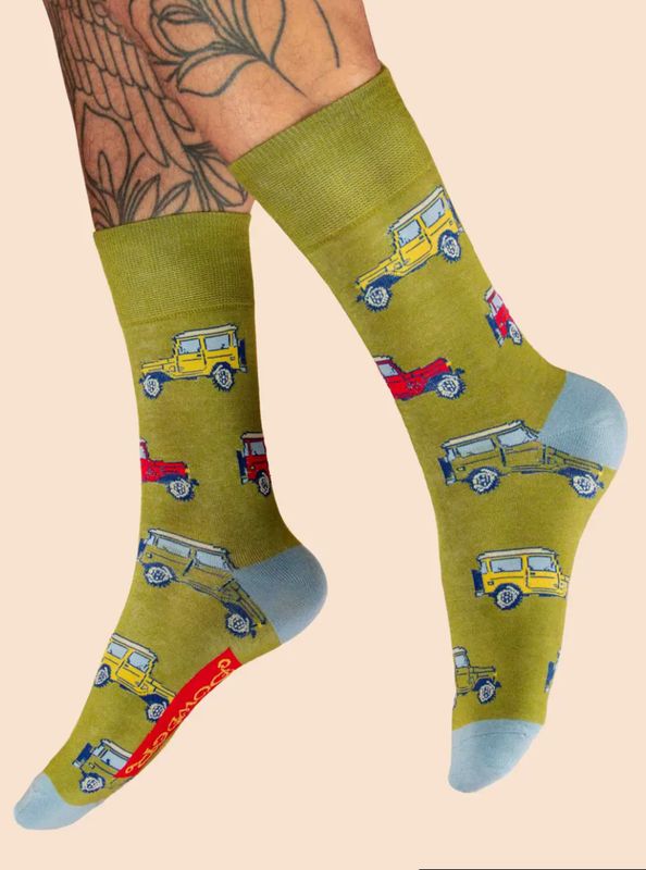 Men's Bamboo Socks, Green Land Rover