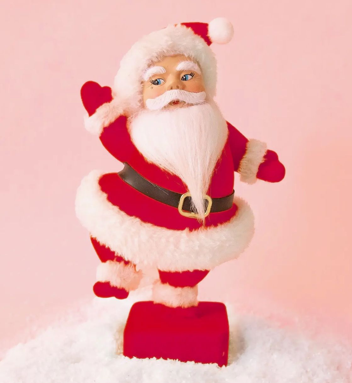 Retro Flocked Dancing Santa