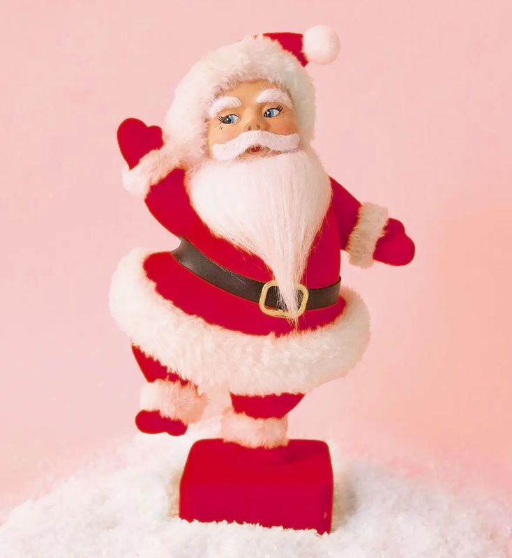 Retro Flocked Dancing Santa