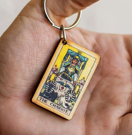 Tarot - 7 - the Chariot Full Color Wooden Keychain
