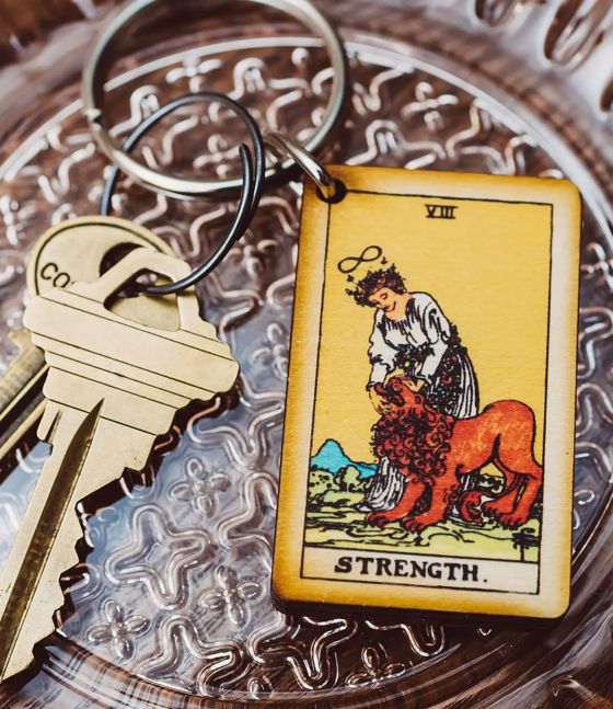 Tarot - 8 - Strength Full Color Wooden Keychain