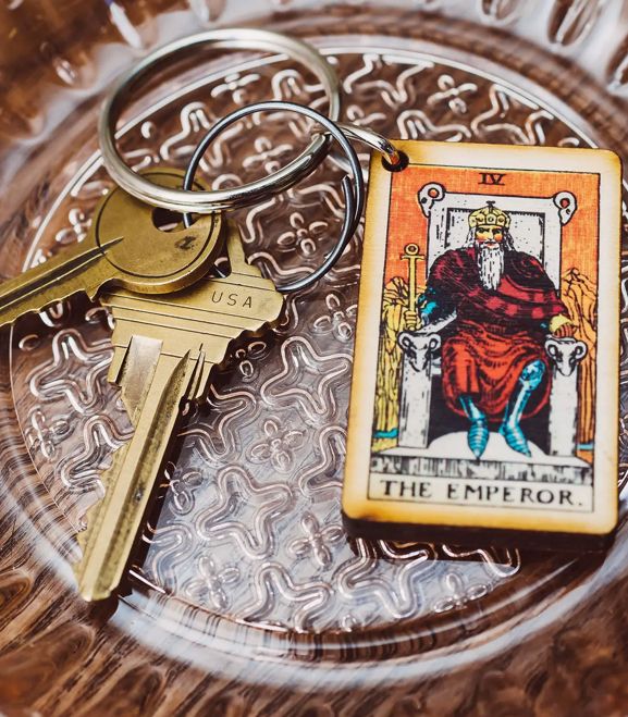 Tarot - 4 - the Emperor Full Color Wooden Keychain