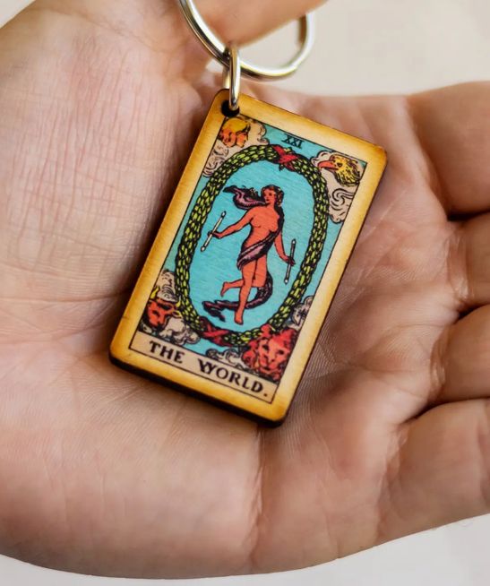 Tarot - 21 - the World Full Color Wooden Keychain