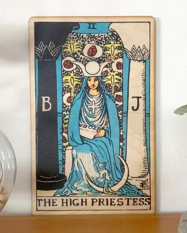 Tarot - 2 - the High Priestess Full Color Wood Wall Art