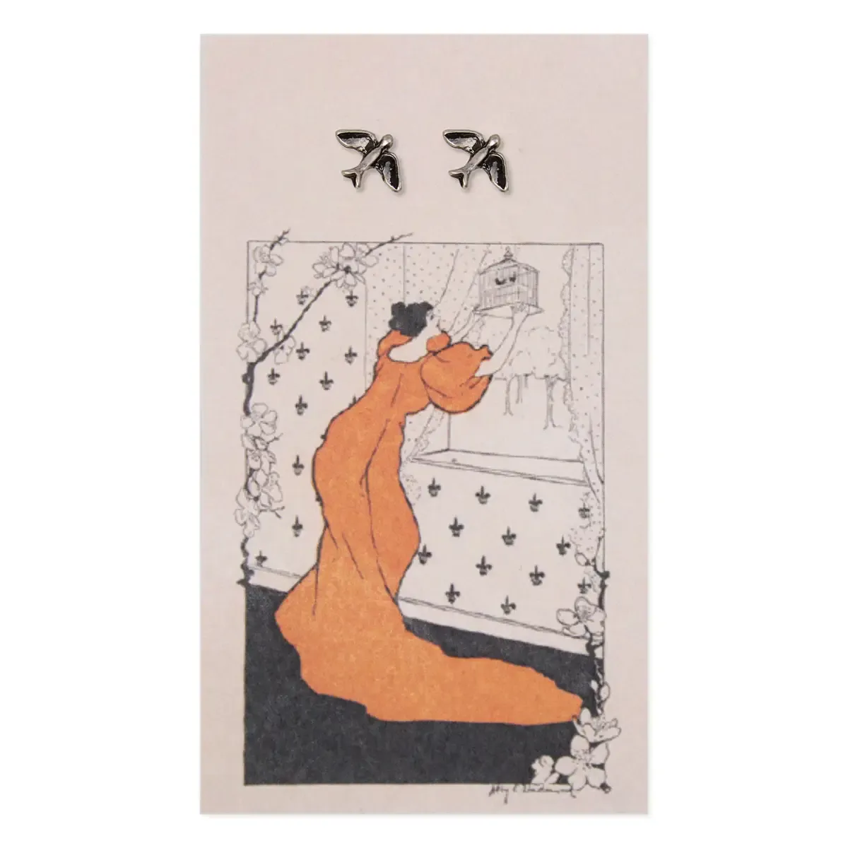 Book Lovers Silver Bird Post Earrings