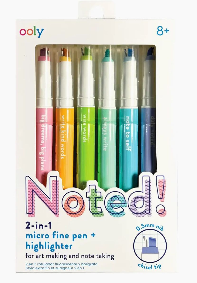 Noted! 2-in-1 Micro Fine Tip Pens &amp; Highlighters - Set of 6