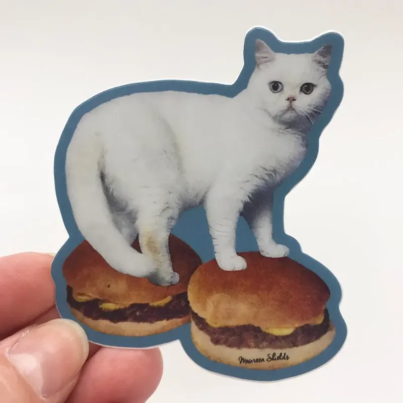Cat On Hamburger Sticker