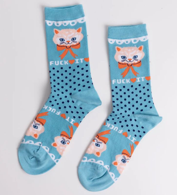 Fuck It Kitty Small Crew Socks
