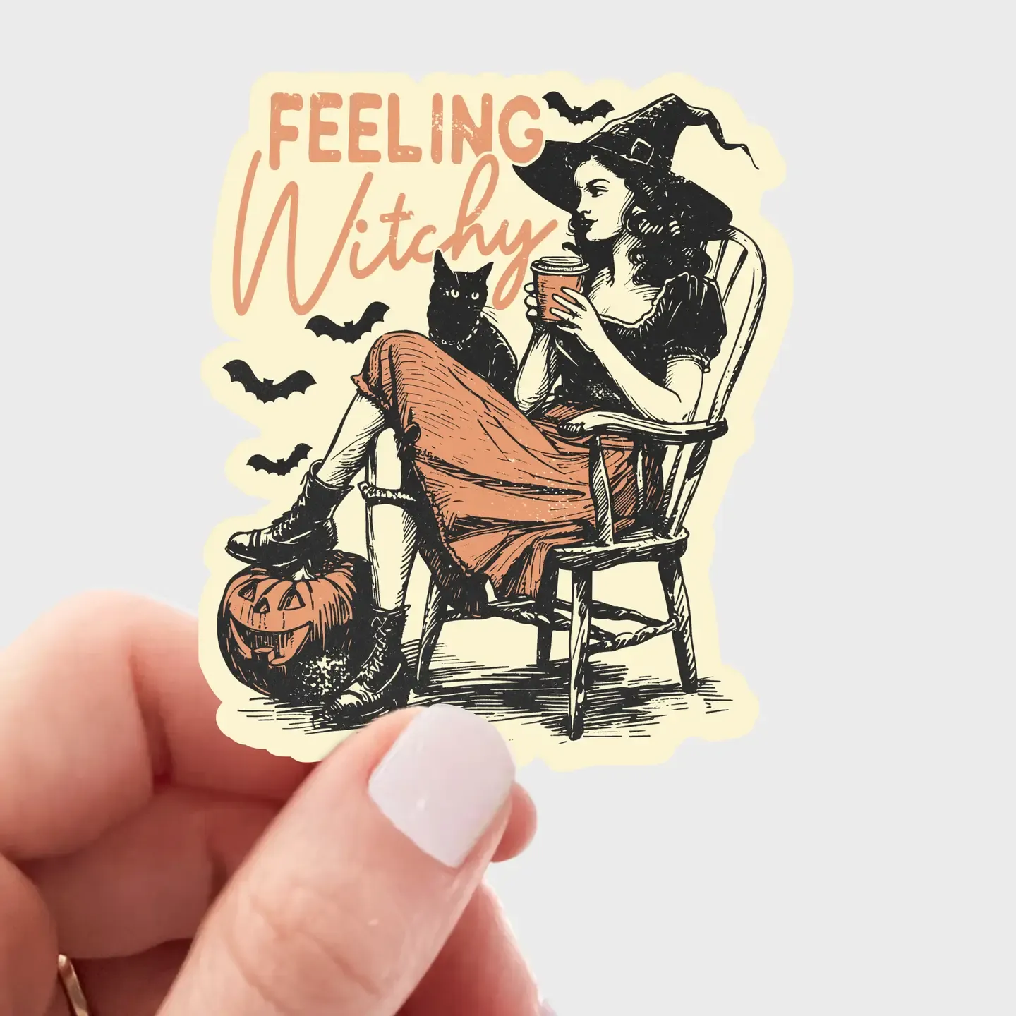 Feeling Witchy Sticker Black Cat Witch 