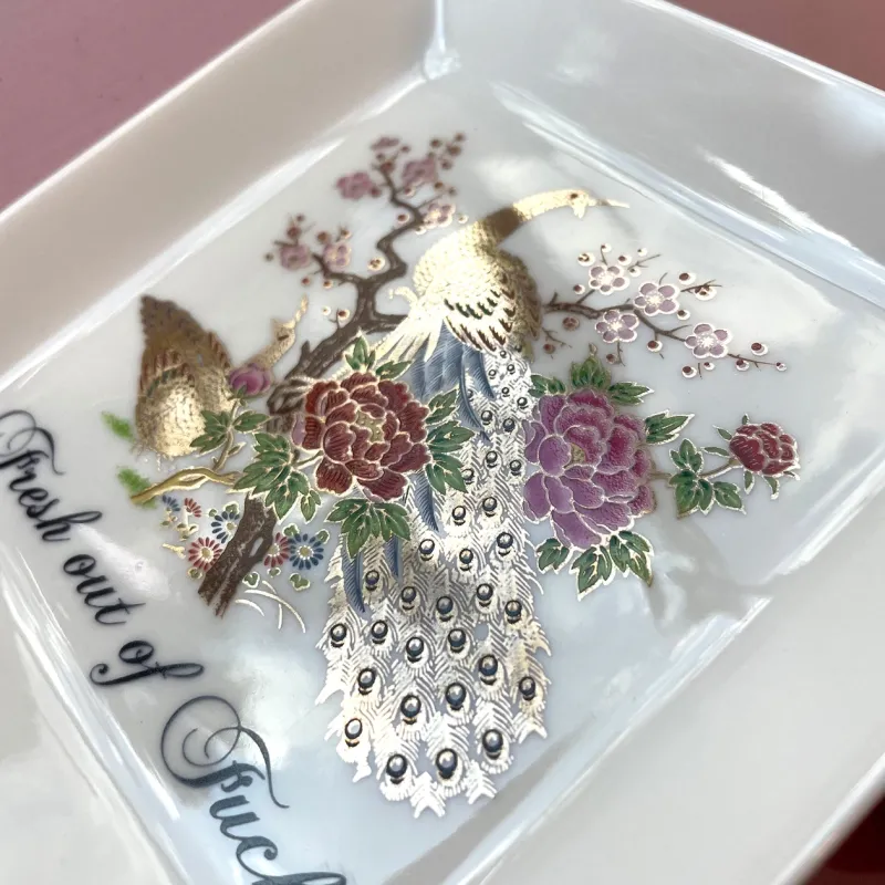 Fresh Out Of Fucks Peacock Trinket Tray 