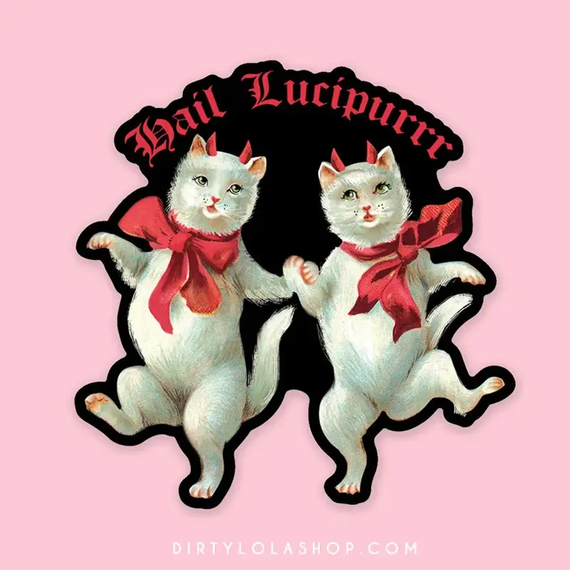 Hail Lucipurrr Vintage Cat Sticker 