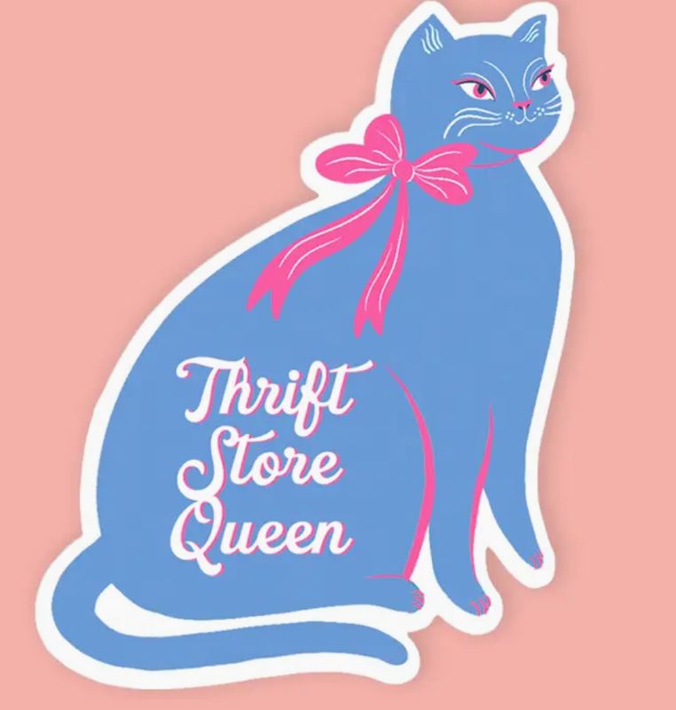 Thrift Store Queen Cat Sticker 