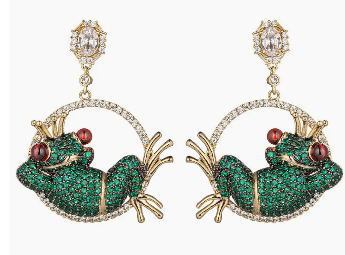Relaxing Frog CZ Drop Earrings
