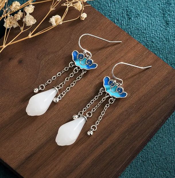 Enamel Cloud Earrings