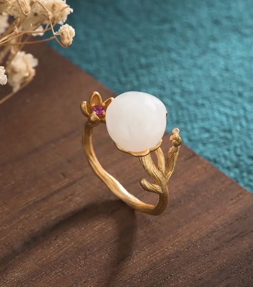 Lotus Jade Open Ring