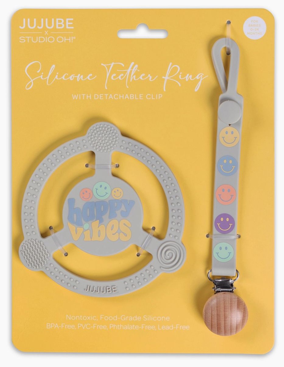 Silicone Teether Ring: Happy Baby Vibes