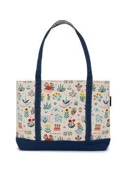 Books &amp; Blooms Zippered Tote 