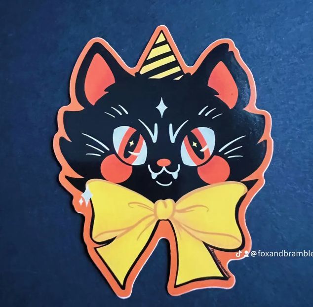 Retro Halloween Cat Vinyl Sticker