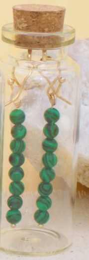 Bottled Treasures Stone Bead Drop Earrings -Malachite