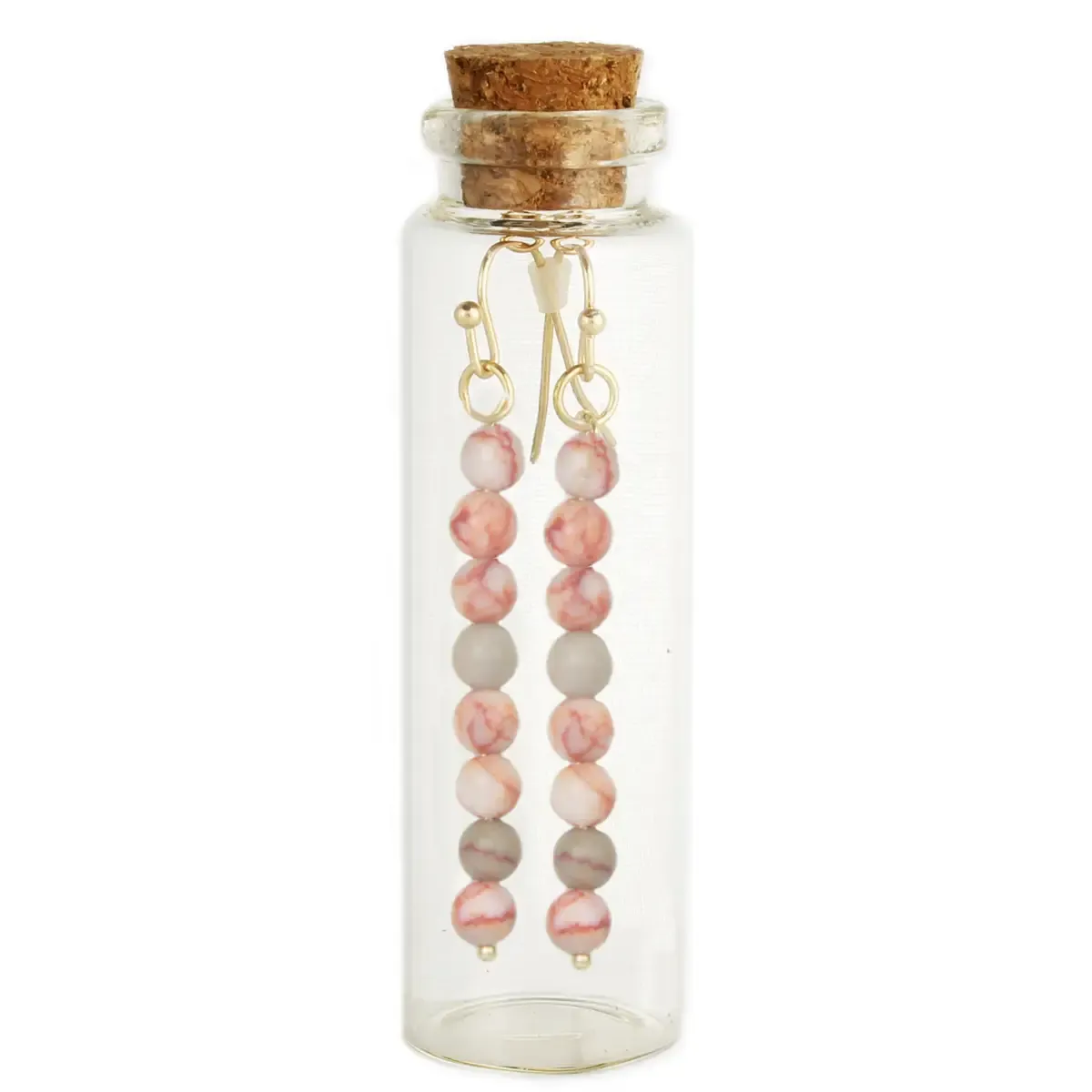 Bottled Treasures Stone Bead Drop Earrings - Pink Agate