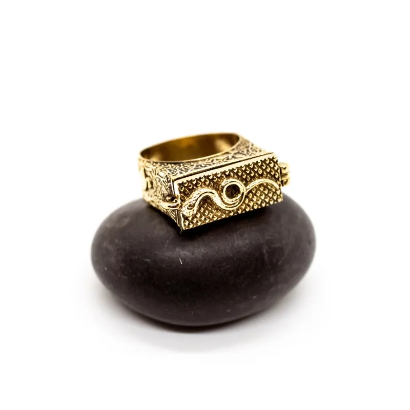 Brass Serpent Poison Ring