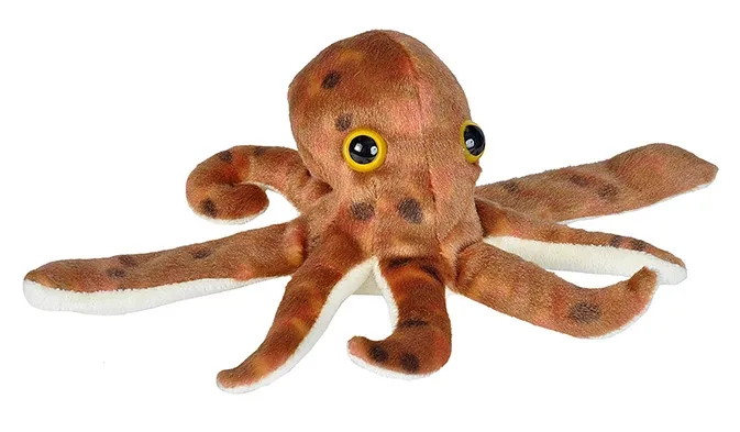 Brown Stuffed Octopus, 8”