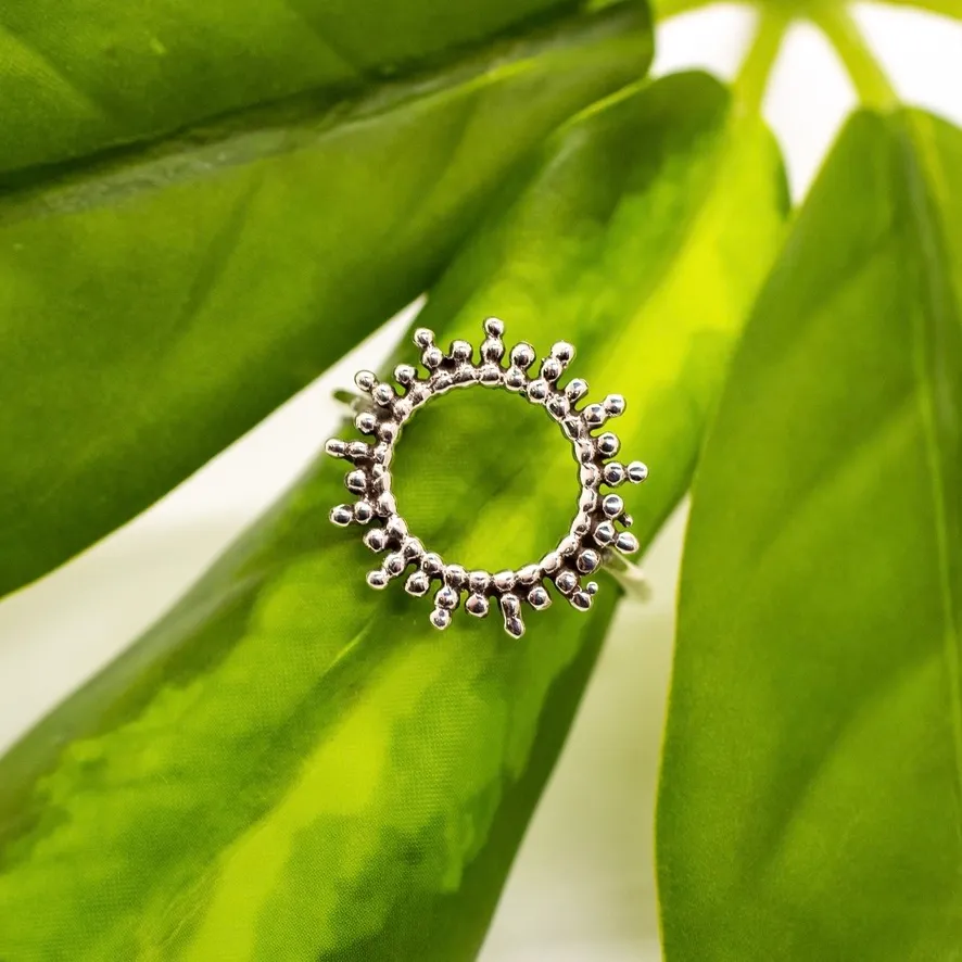 Sterling Silver Open Circle Ray Ring