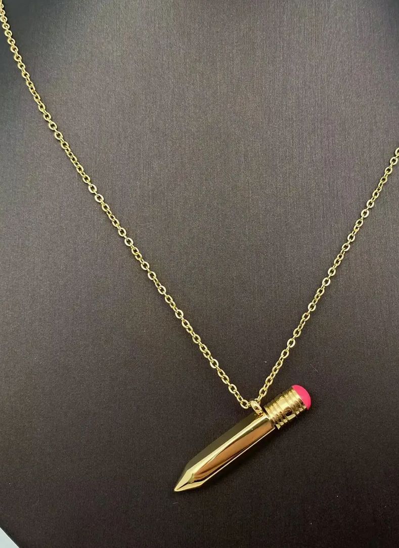 Openable Pencil Steel Pendant Necklace 