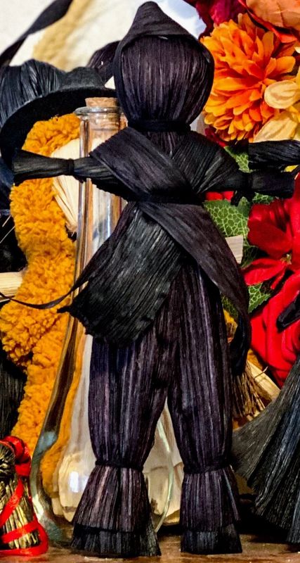 Corn Husk Doll Folk Poppet With Pants Black