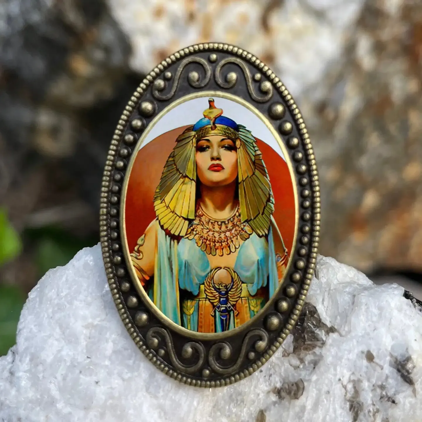 Art Deco Style Cleopatra Antiqued Bronze Adjustable Ring
