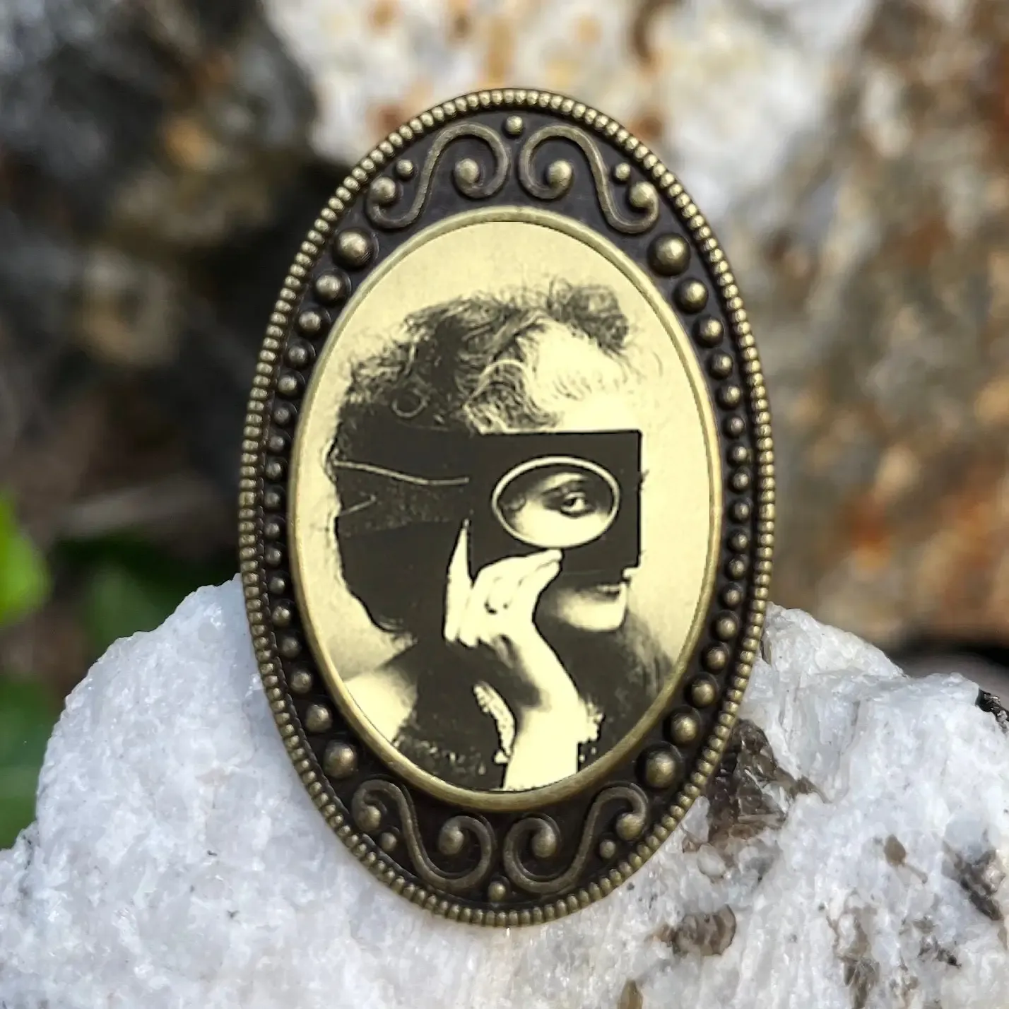 Countess Castiglione Masked Aristocrat Antiqued Bronze Adjustable Ring