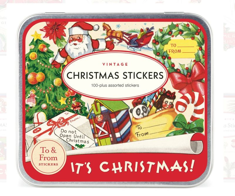Holiday Tin Of Stickers 100 Assorted Stickers 