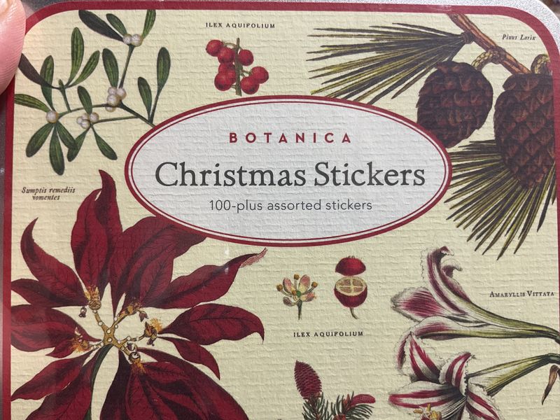 Christmas Botanical Tin Of Stickers 100 Assorted Stickers 