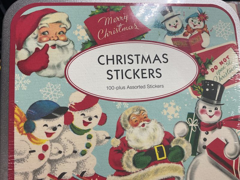 Christmas Tin Of Stickers 100- Assorted Stickers