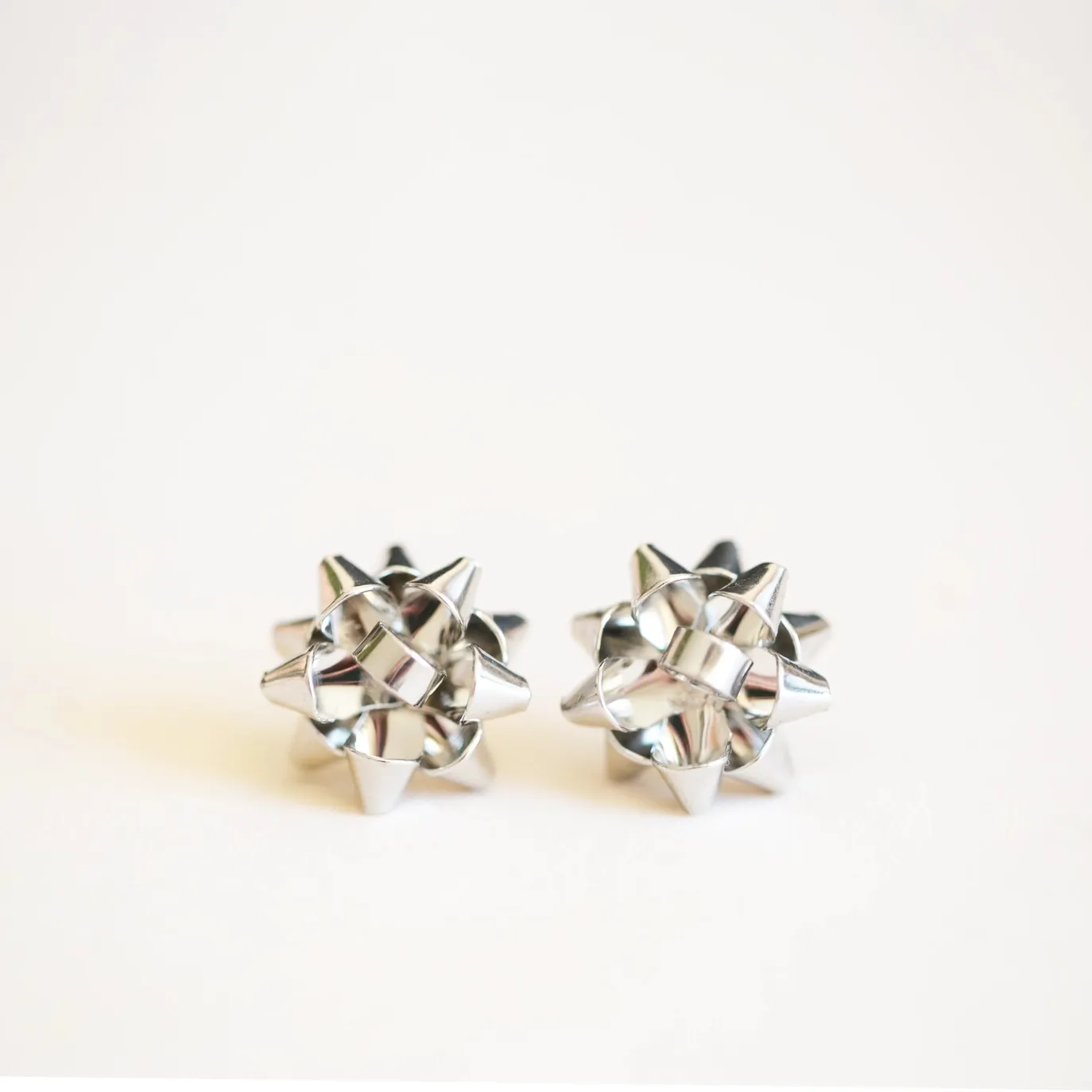 Holiday Silver Bow Earrings - Single