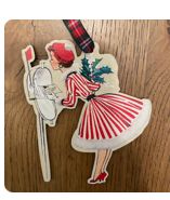 Vintage Woman Checking Mail Wooden Ornament