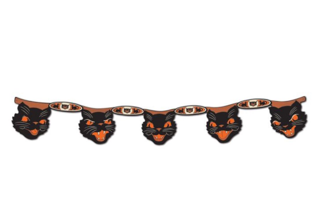 Vintage Halloween Jointed Cat Streamer