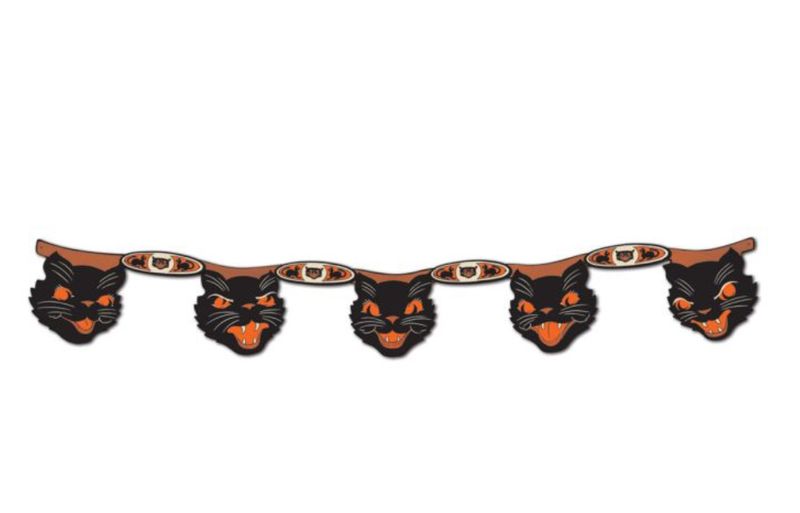 Vintage Halloween Jointed Cat Streamer