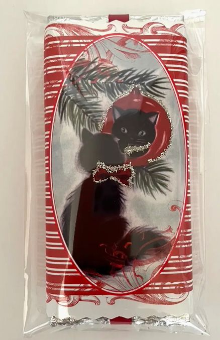 Black Cat / Red Ornament Belgian Milk Choc Bar