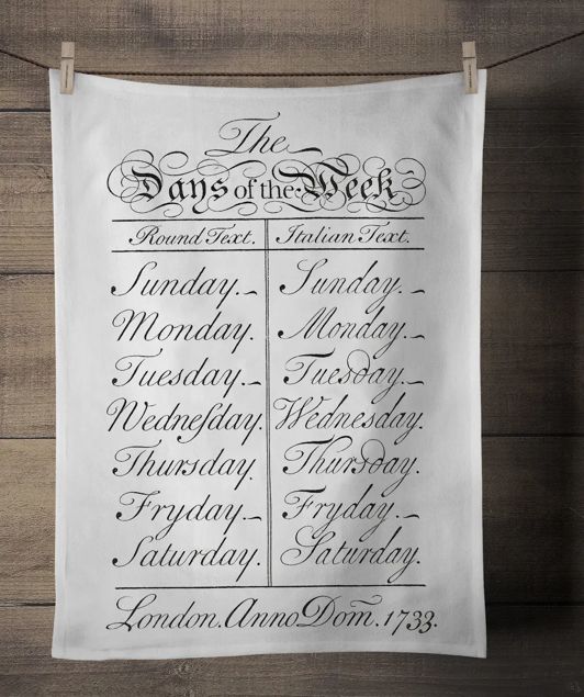 Days Of The Week Tea Towel