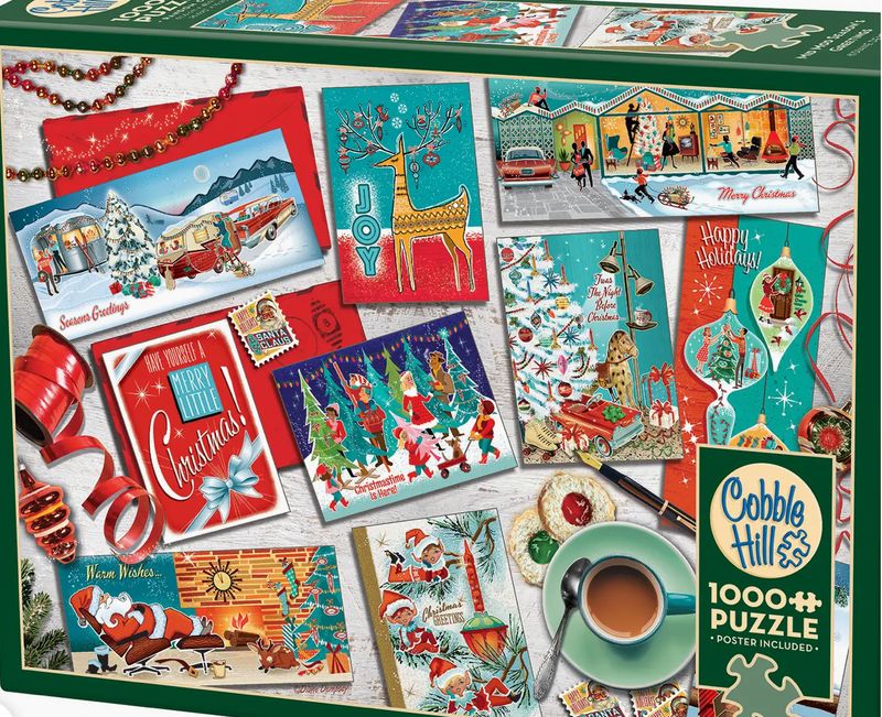 Mid Mod Season&#39;s Greetings  1000 Pc Puzzle