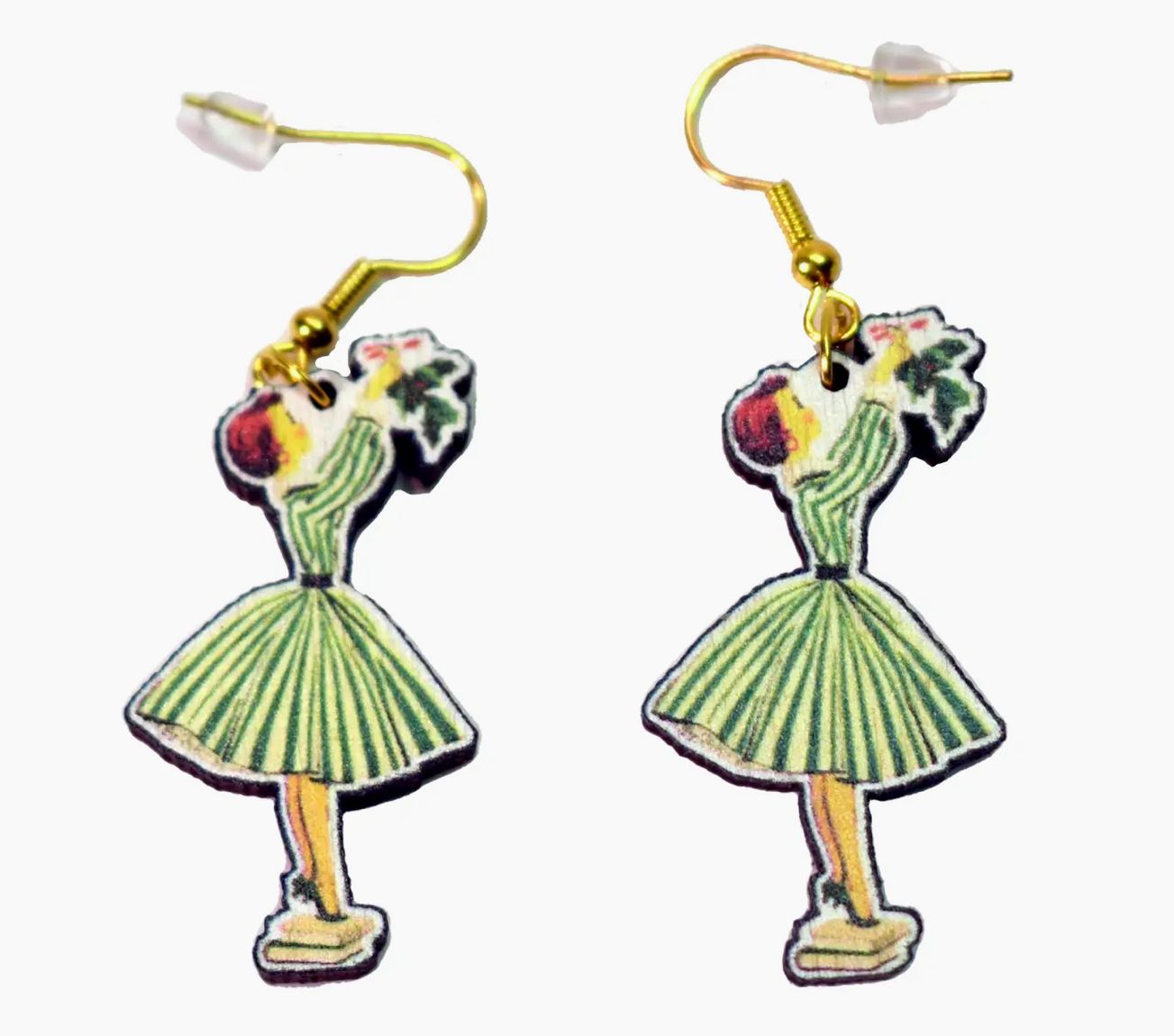 Vintage Lady Hanging Mistletoe Earrings