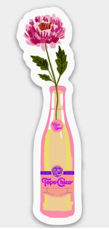 Topo Chico Pink Flower Sticker