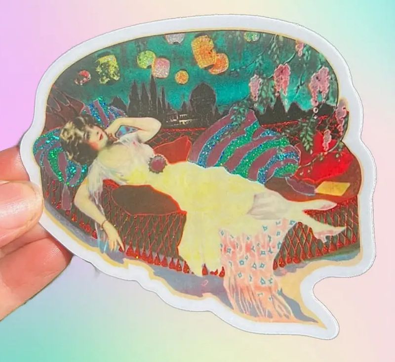 Reclining Lady Glitter Sticker